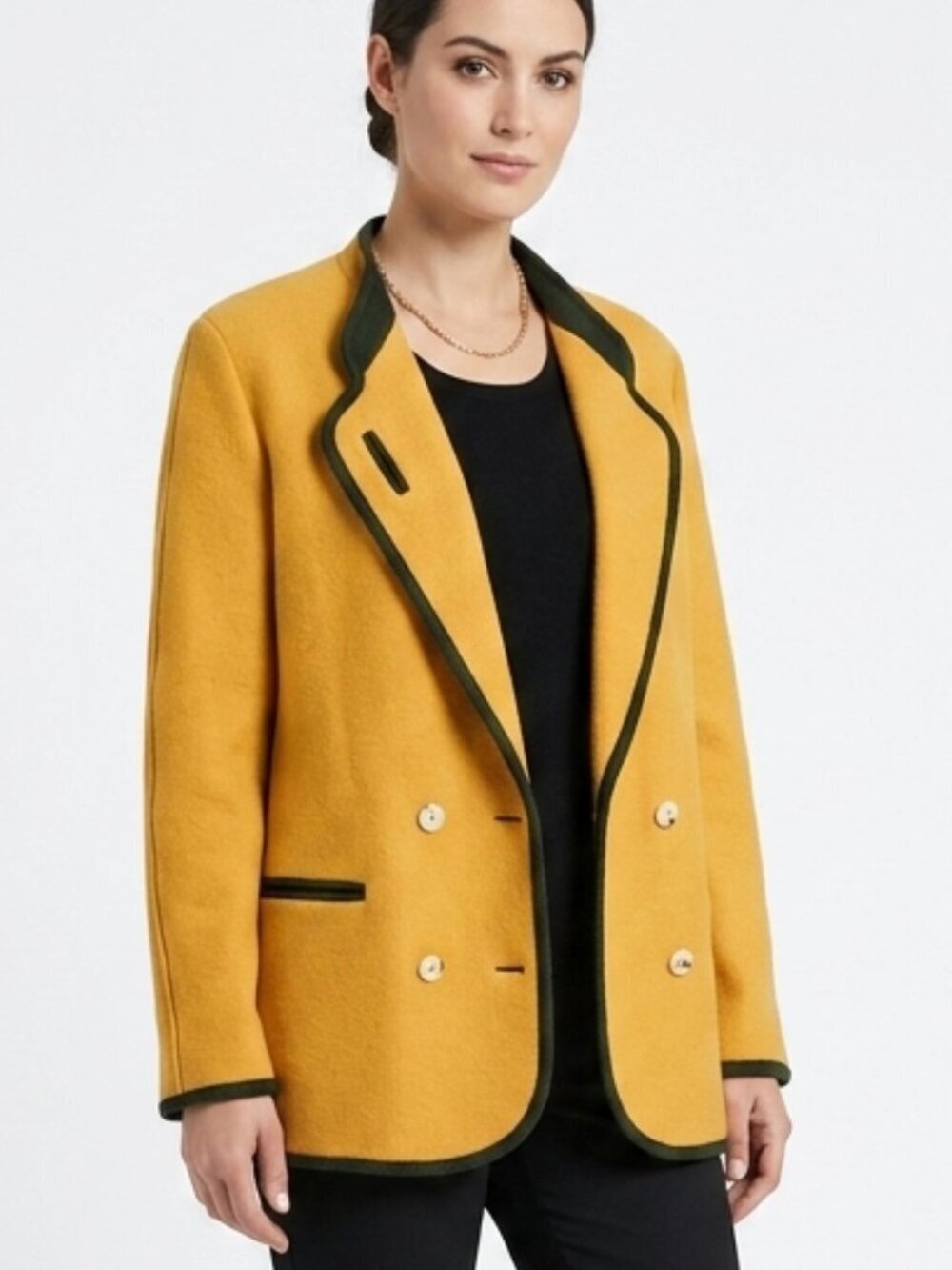 Vintage GIESSWEIN Austrian Boiled Double Breasted Wool Jacket Yellow Sz 10 US